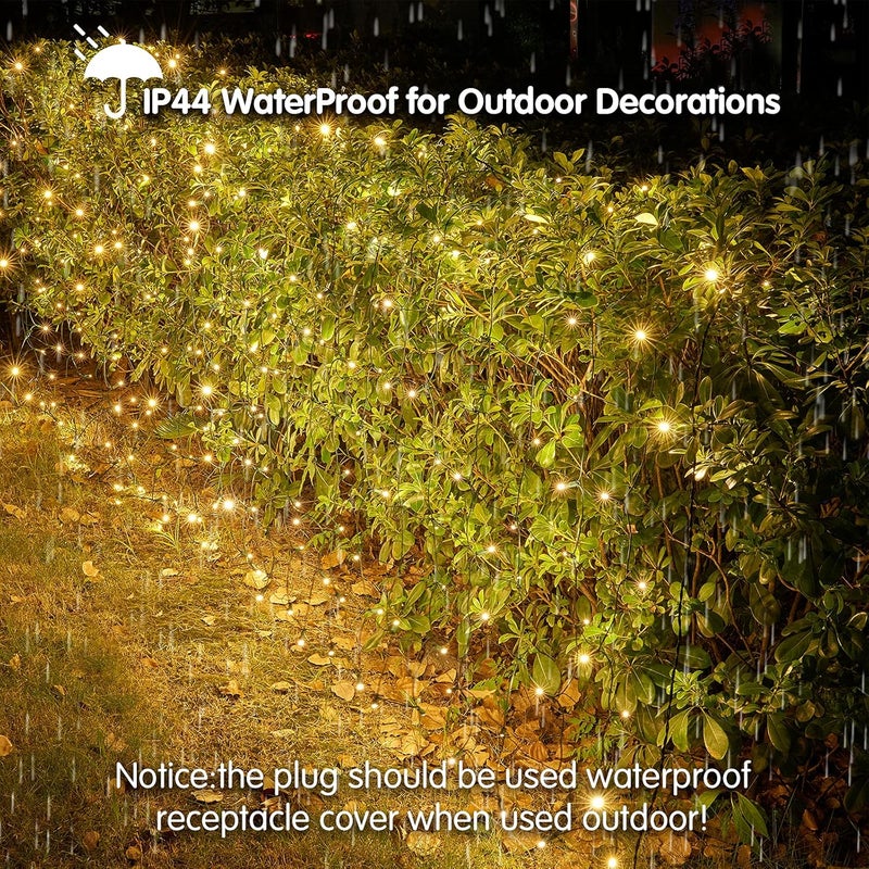 Dirnun Led Christmas Net Lights Outdoor Christmas Lights WarmWhite 160LED 5ftx7ft, Waterproof Outdoor Indoor Fairy Mesh Net Light for Xmas Party, Yard, Patio, Trees, Shrubs, Bushes Decorations - Image 3